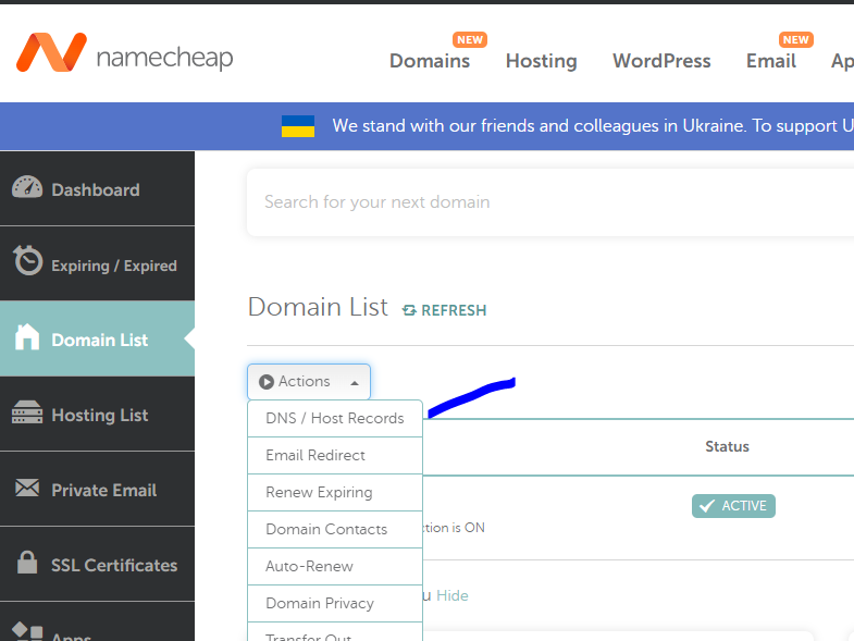 connecting a registered domain name on Namecheap to Digital Ocean