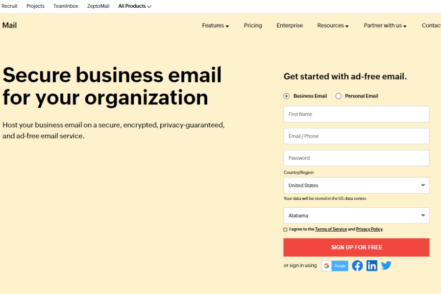 how to create a free business email with Zoho