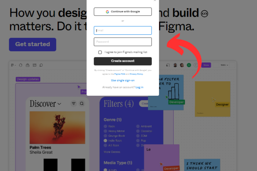 Signing Up with Google on Figma