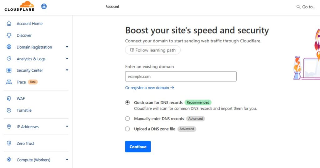 Add your domain on Cloudflare